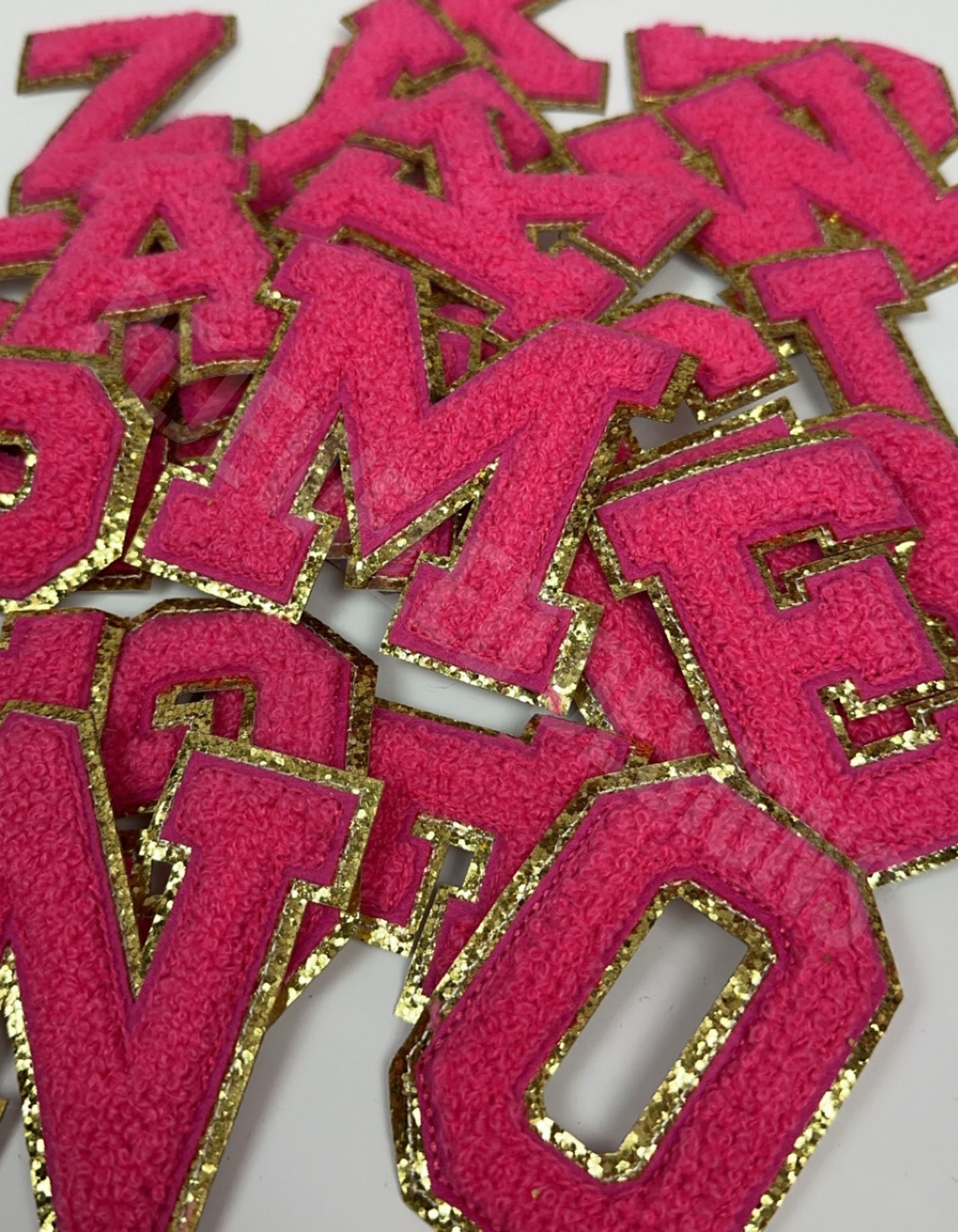 Chenille Letter Patches - Pink