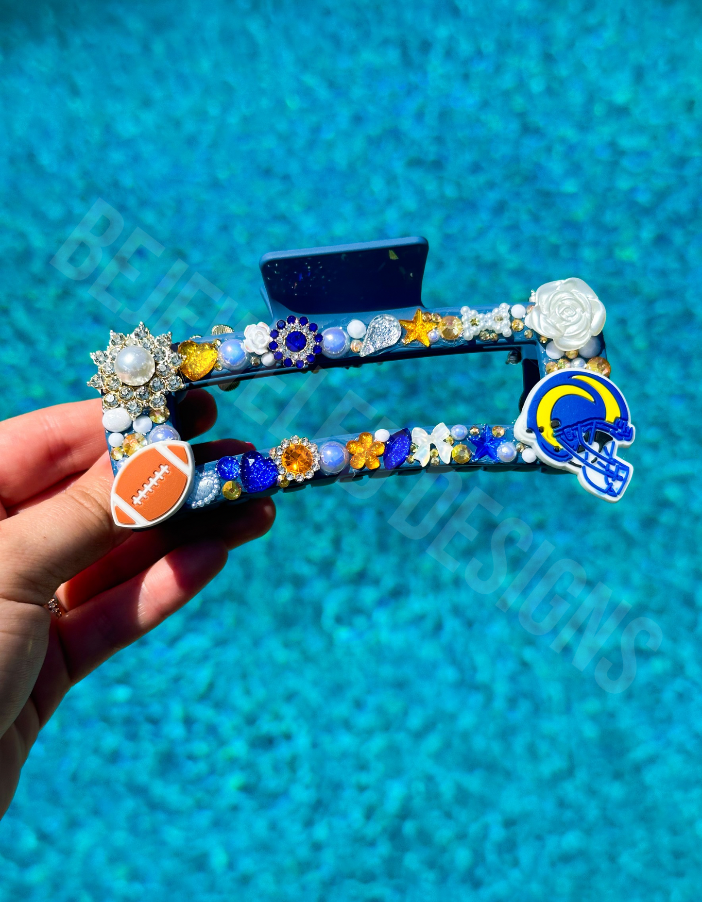 Rhinestoned Football Hair Claw