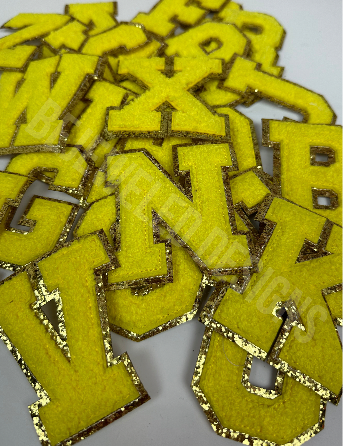 Chenille Letter Patches - Yellow