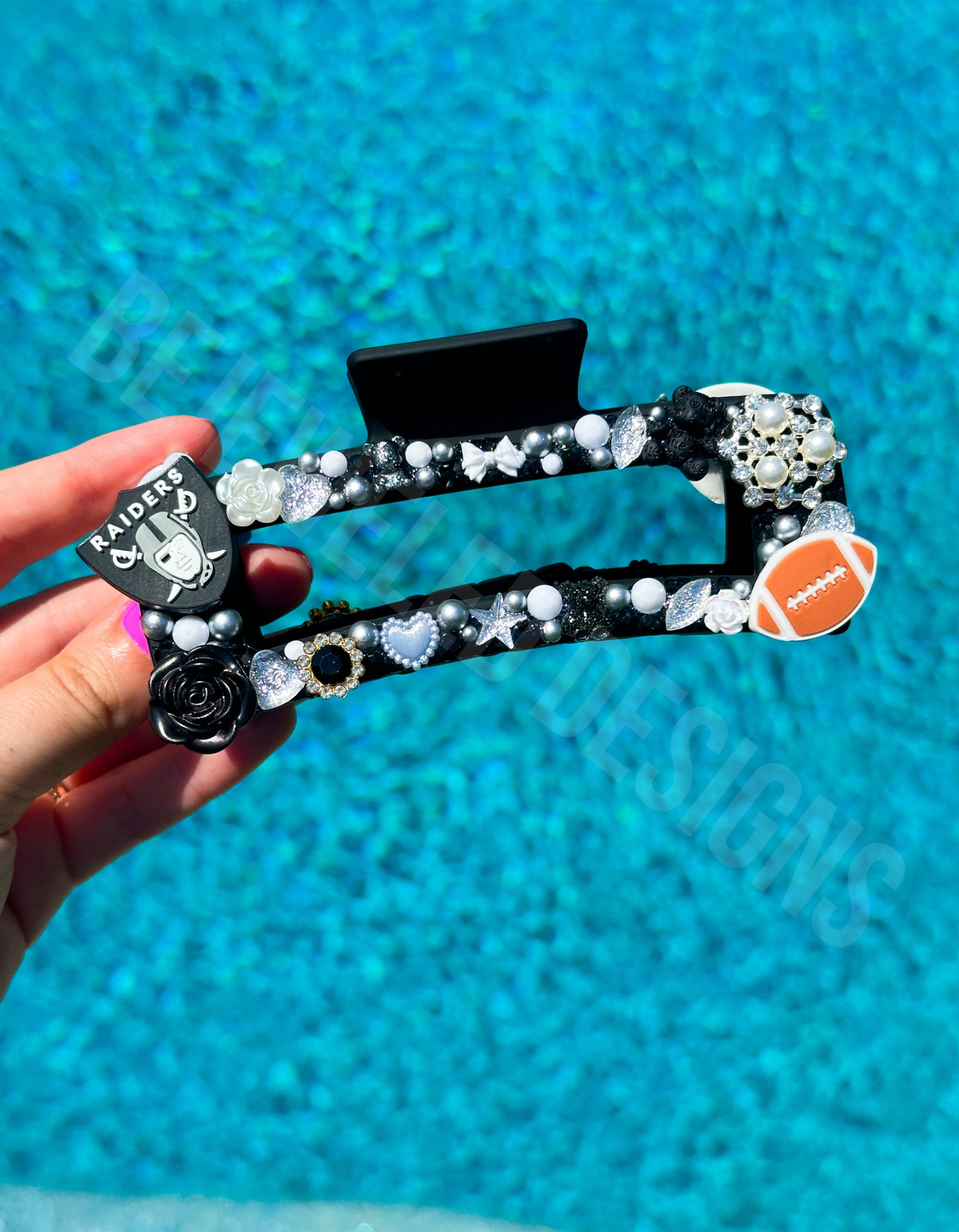 Rhinestoned Football Hair Claw