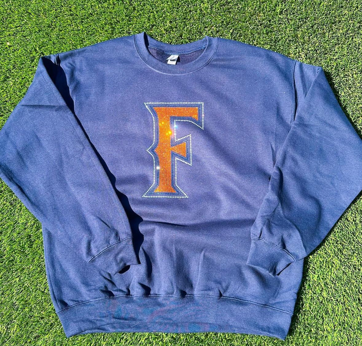 Big F Rhinestone Crewneck