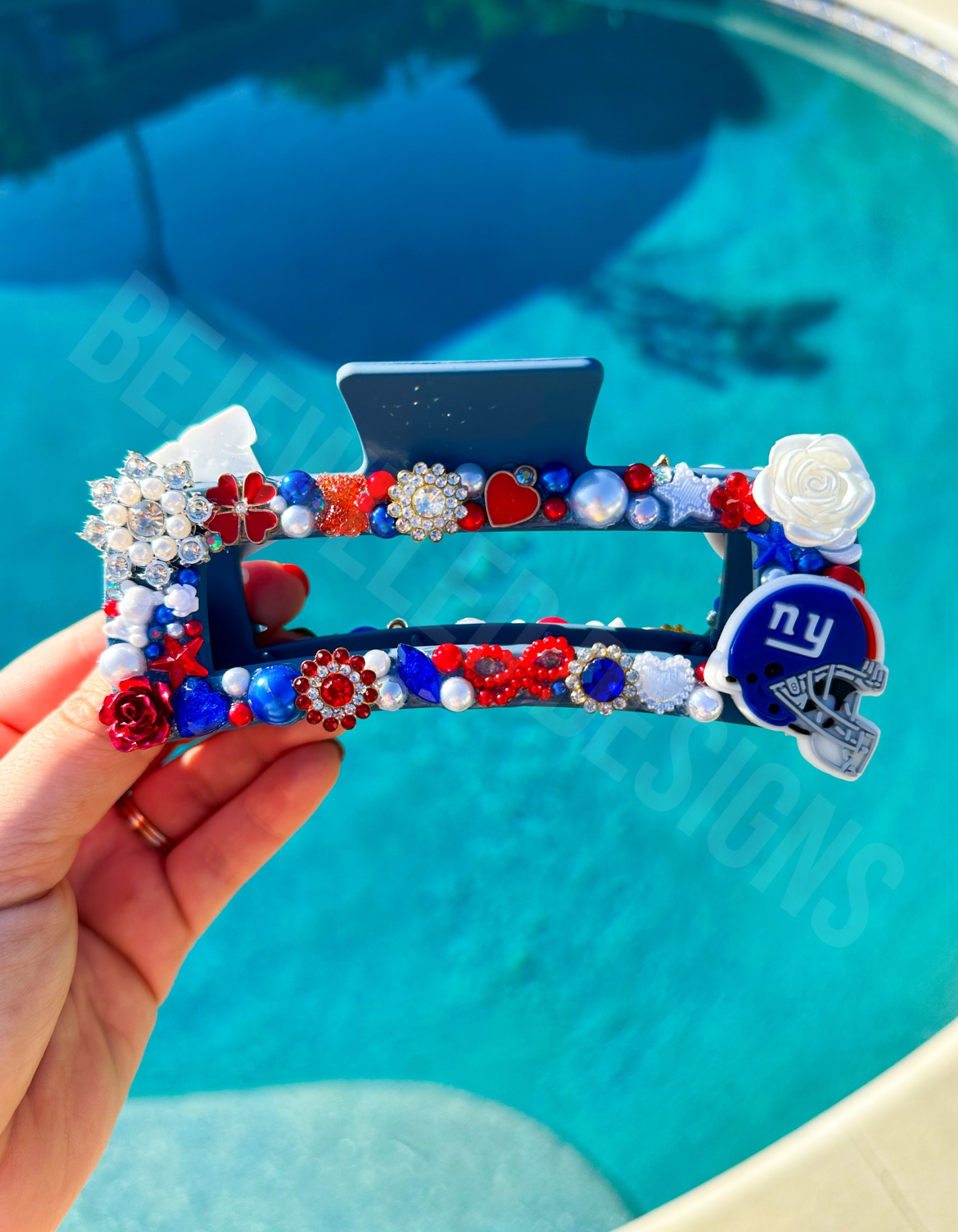 Rhinestoned Football Hair Claw