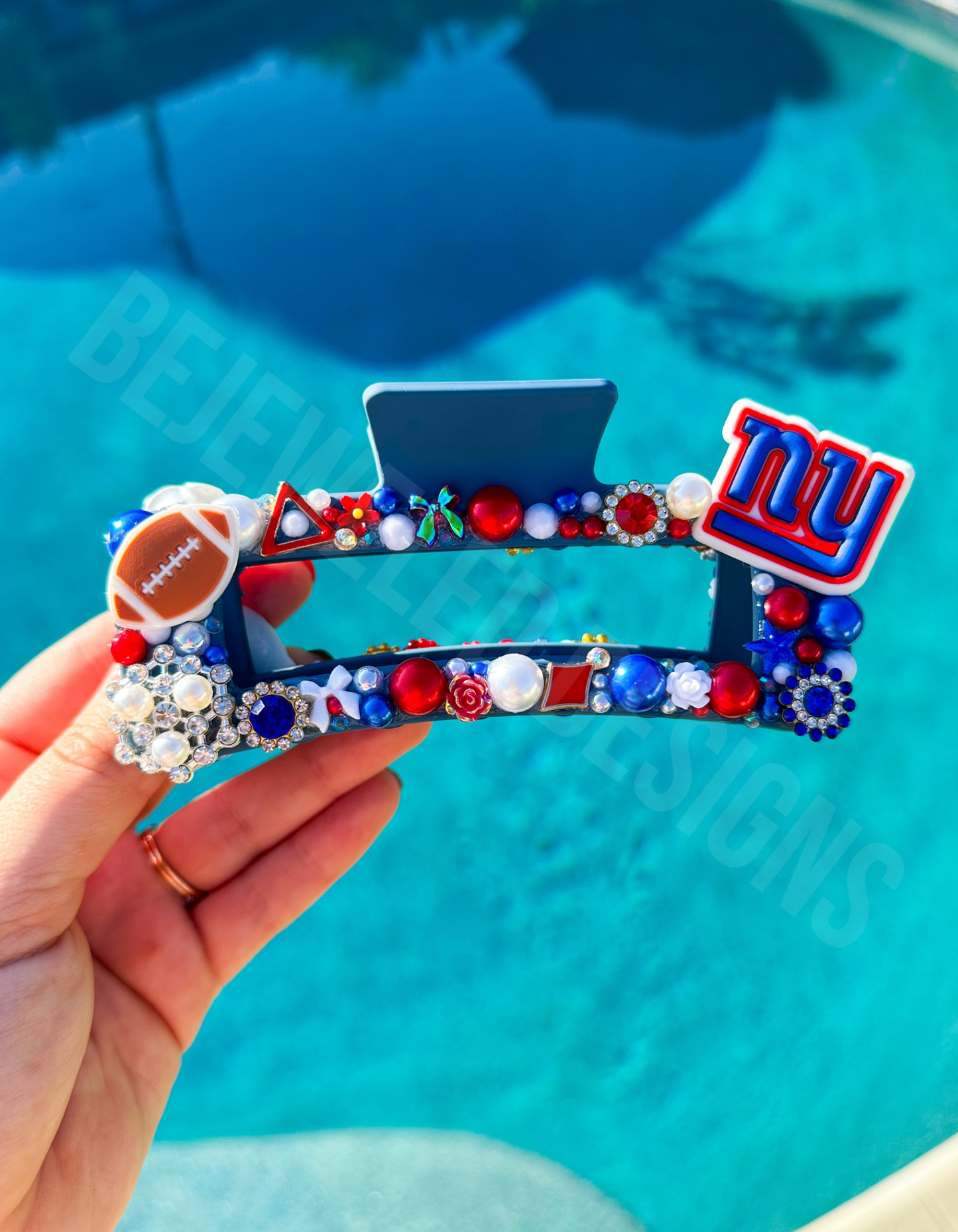 Rhinestoned Football Hair Claw