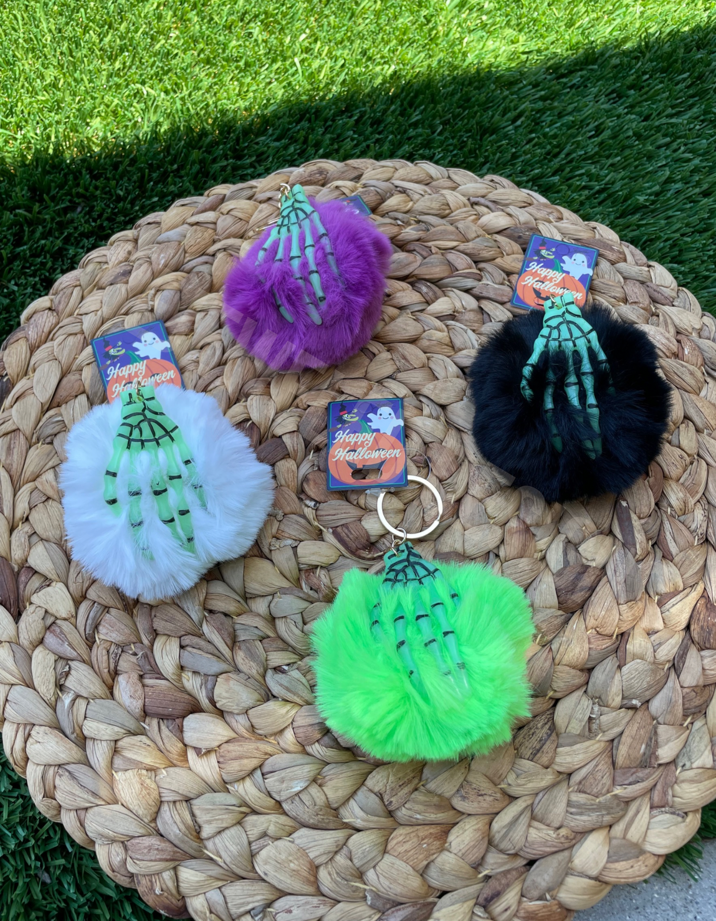 Skeleton Hand Pom Pom Keychain
