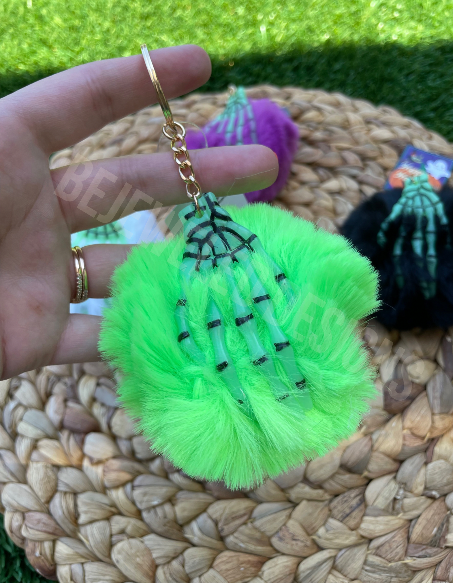 Skeleton Hand Pom Pom Keychain
