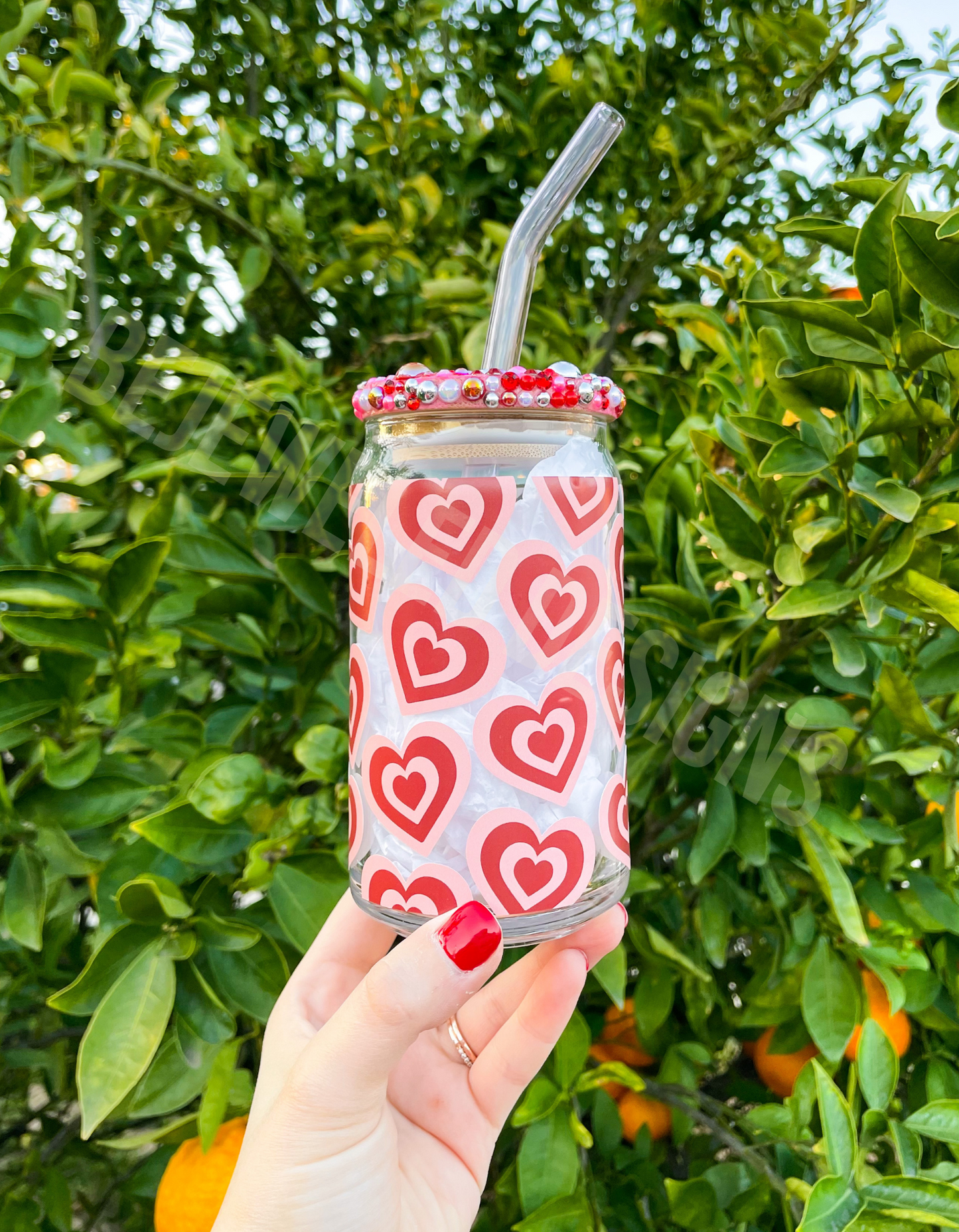 Colorful Hearts Beer Can