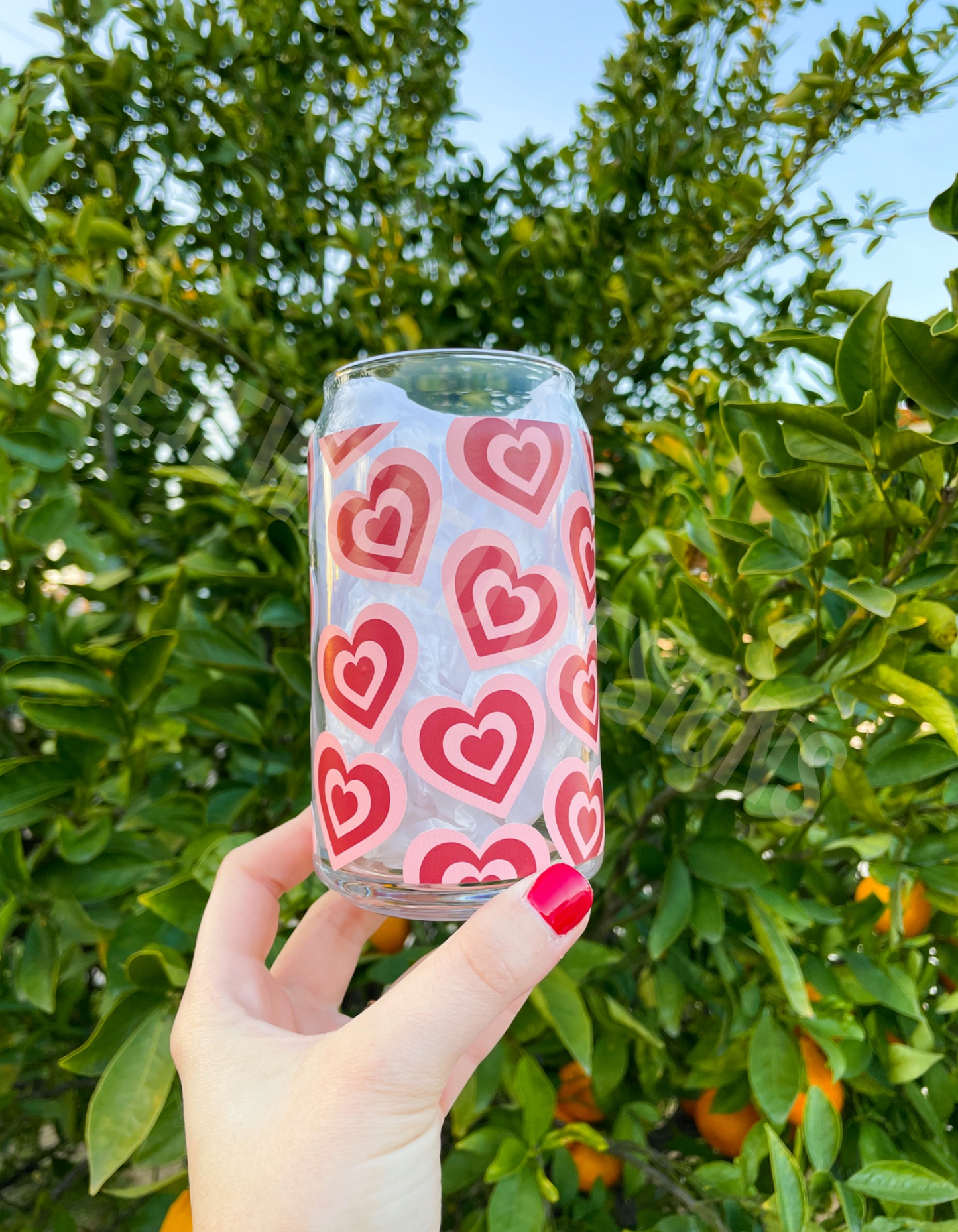 Colorful Hearts Beer Can