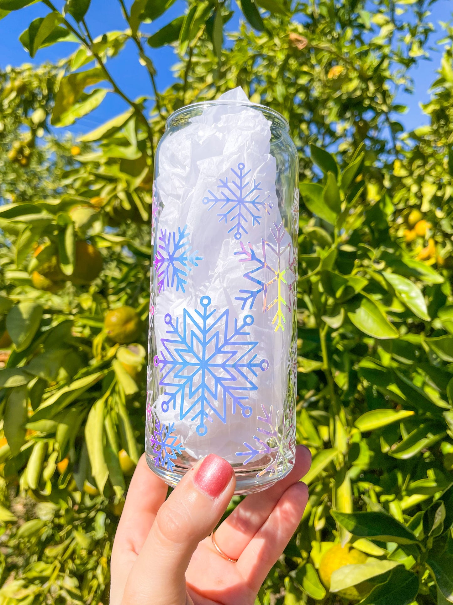 Holographic Snowflake Beer Can
