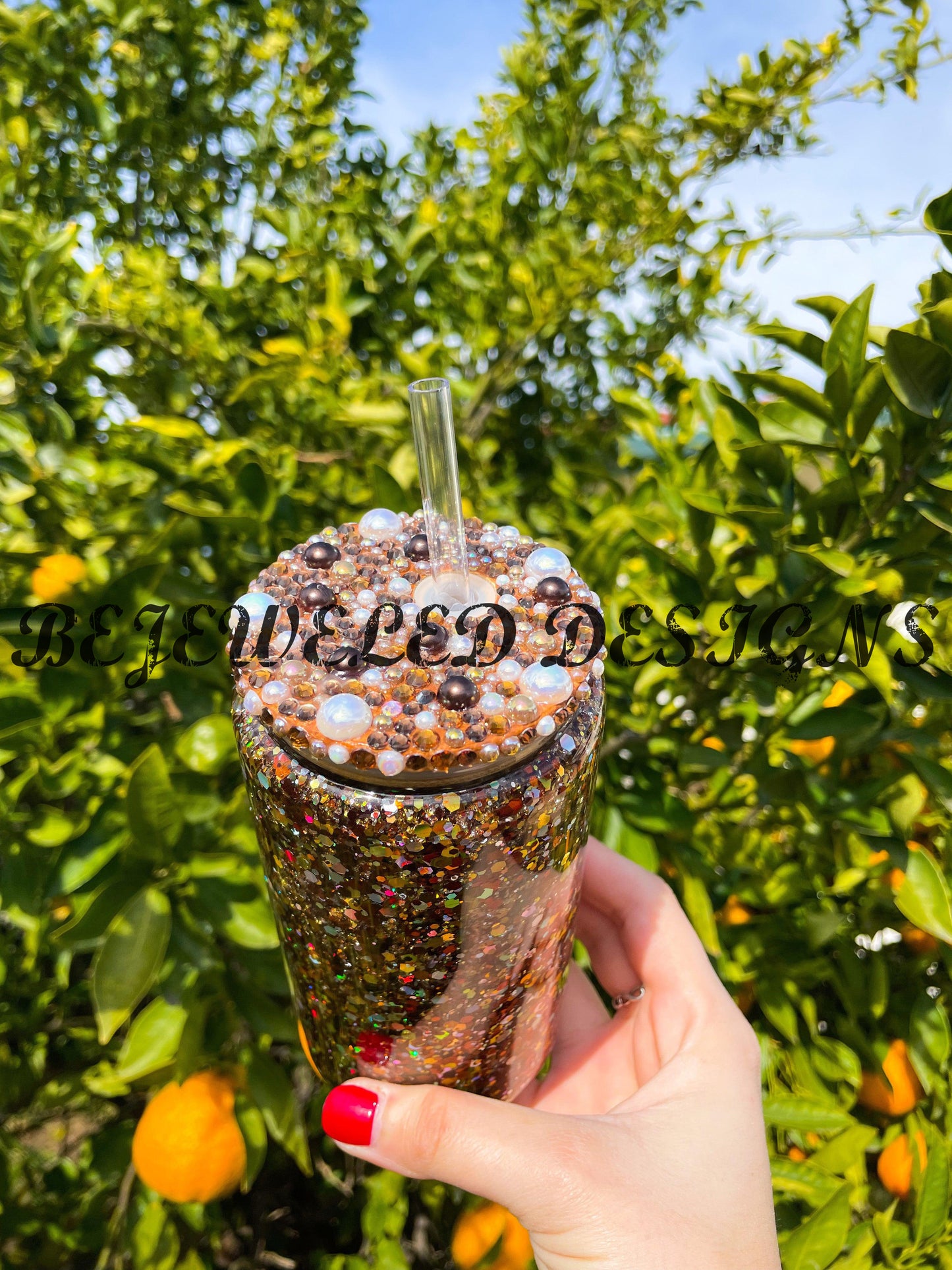 Brown Glitter Snowglobe Beer Can
