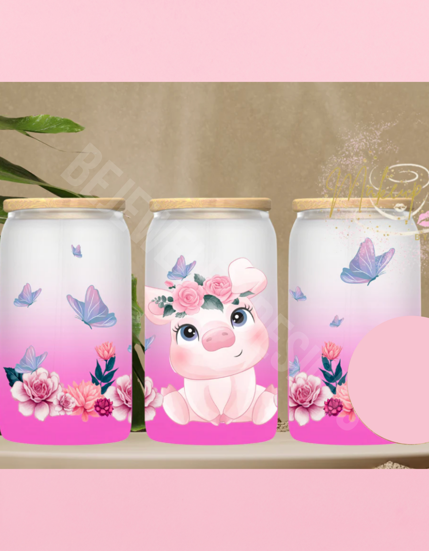 Floral Pig Beer Can