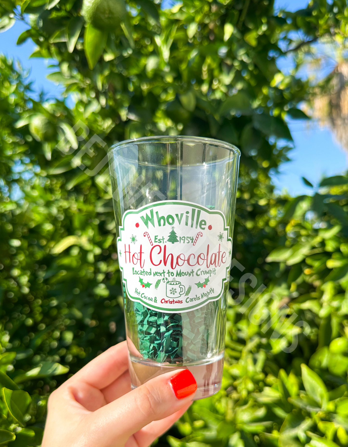 Hot Chocolate Holiday Glass