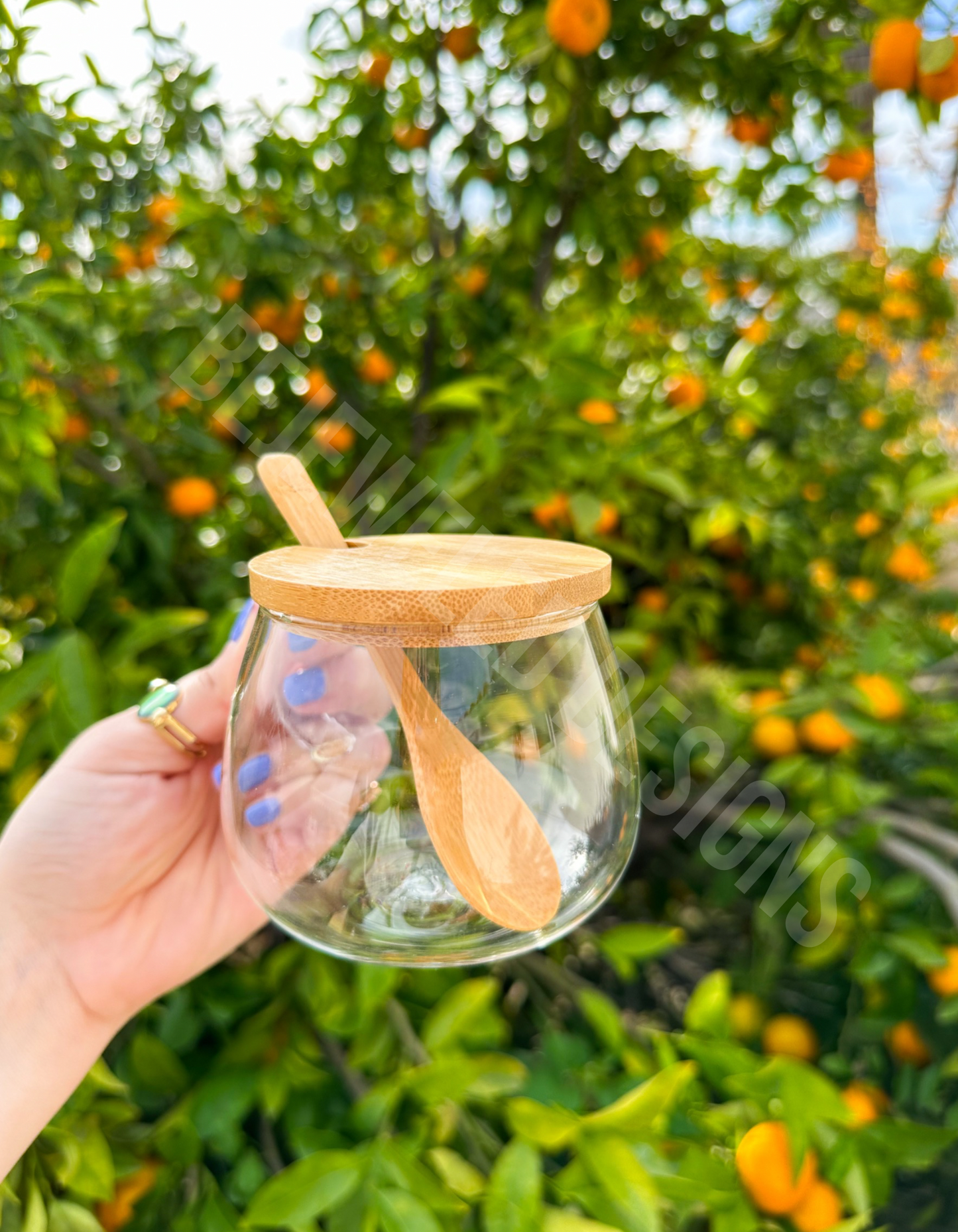 Glass Cup (w/spoon & lid)