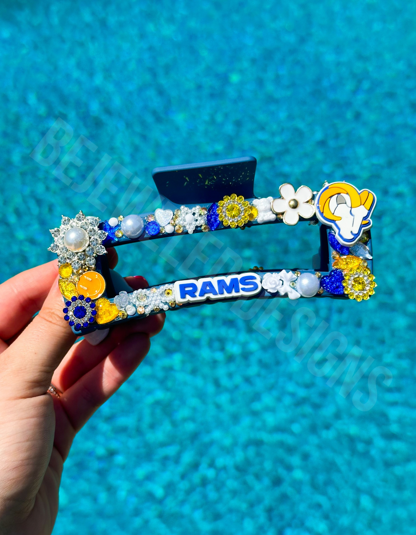 Rhinestoned Football Hair Claw