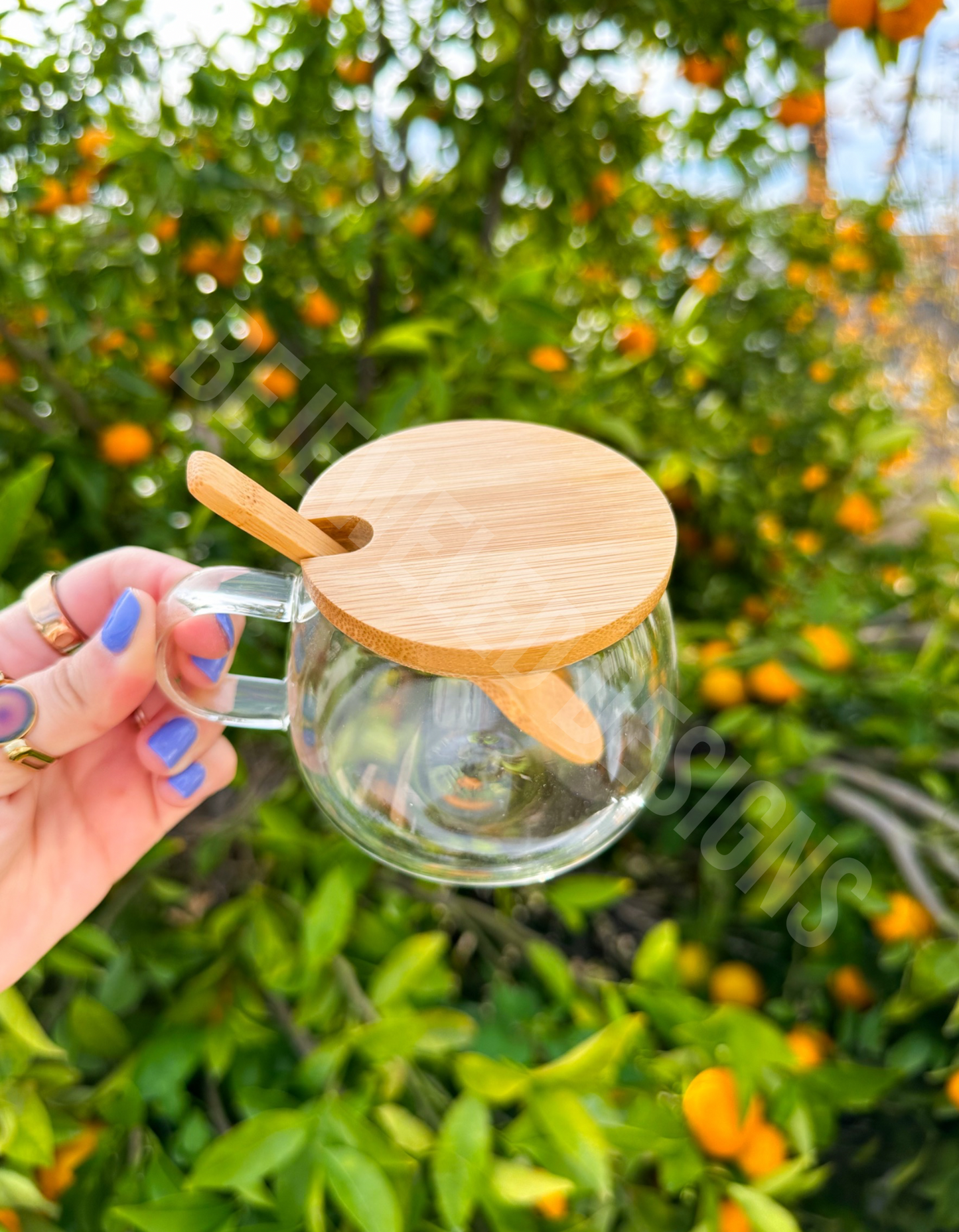 Glass Cup (w/spoon & lid)