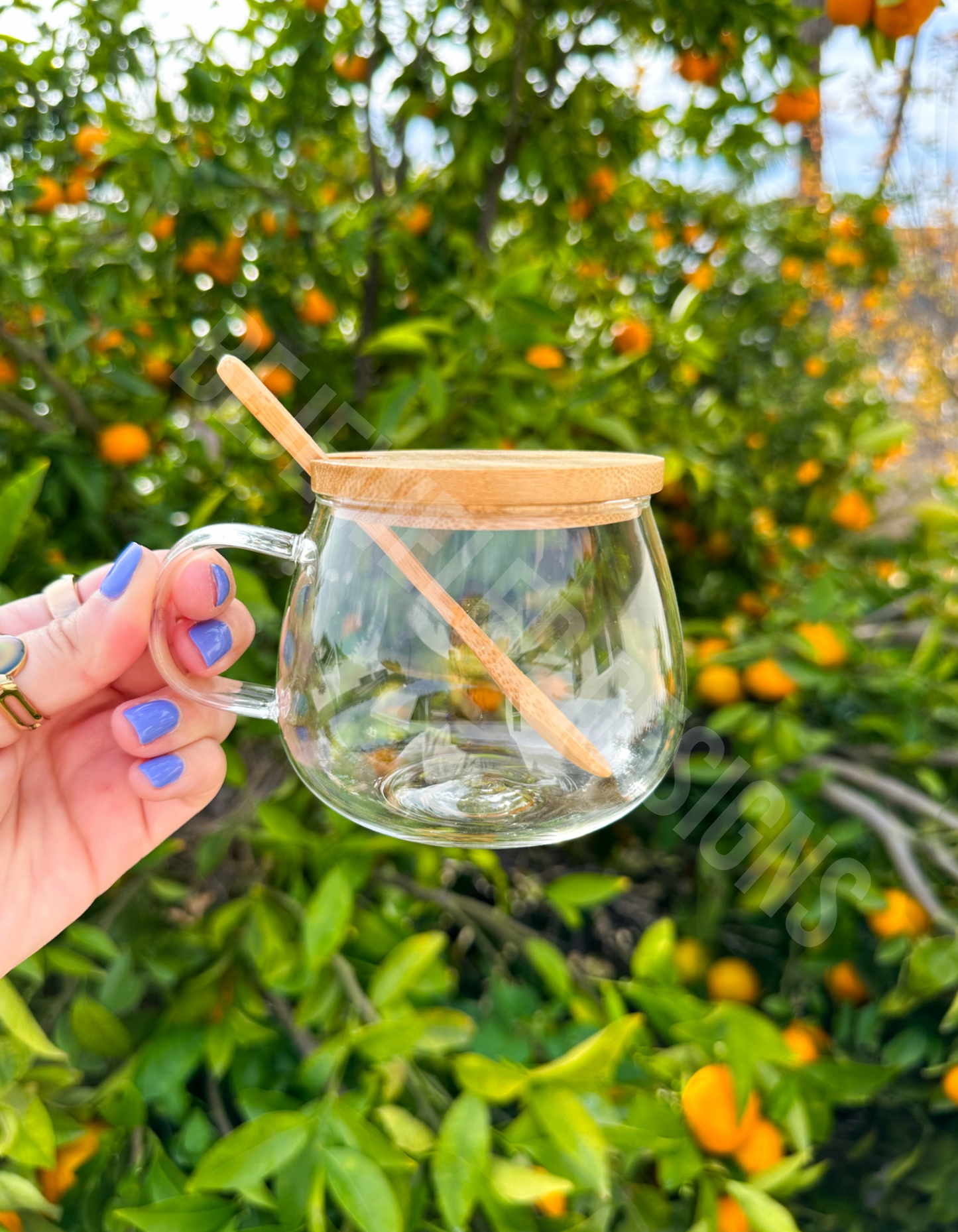 Glass Cup (w/spoon & lid)