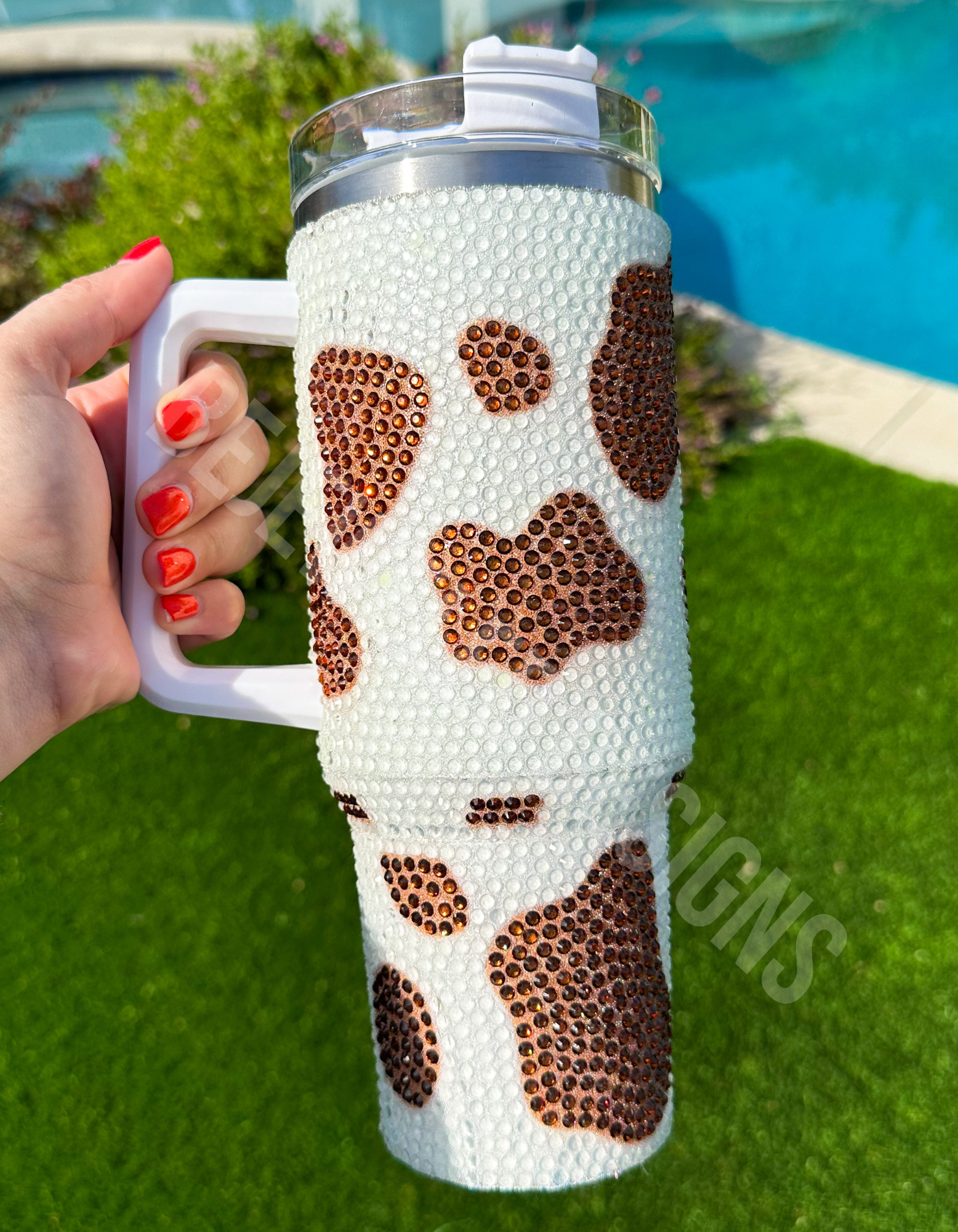 Black Rhinestone Cow Print 40oz Tumbler