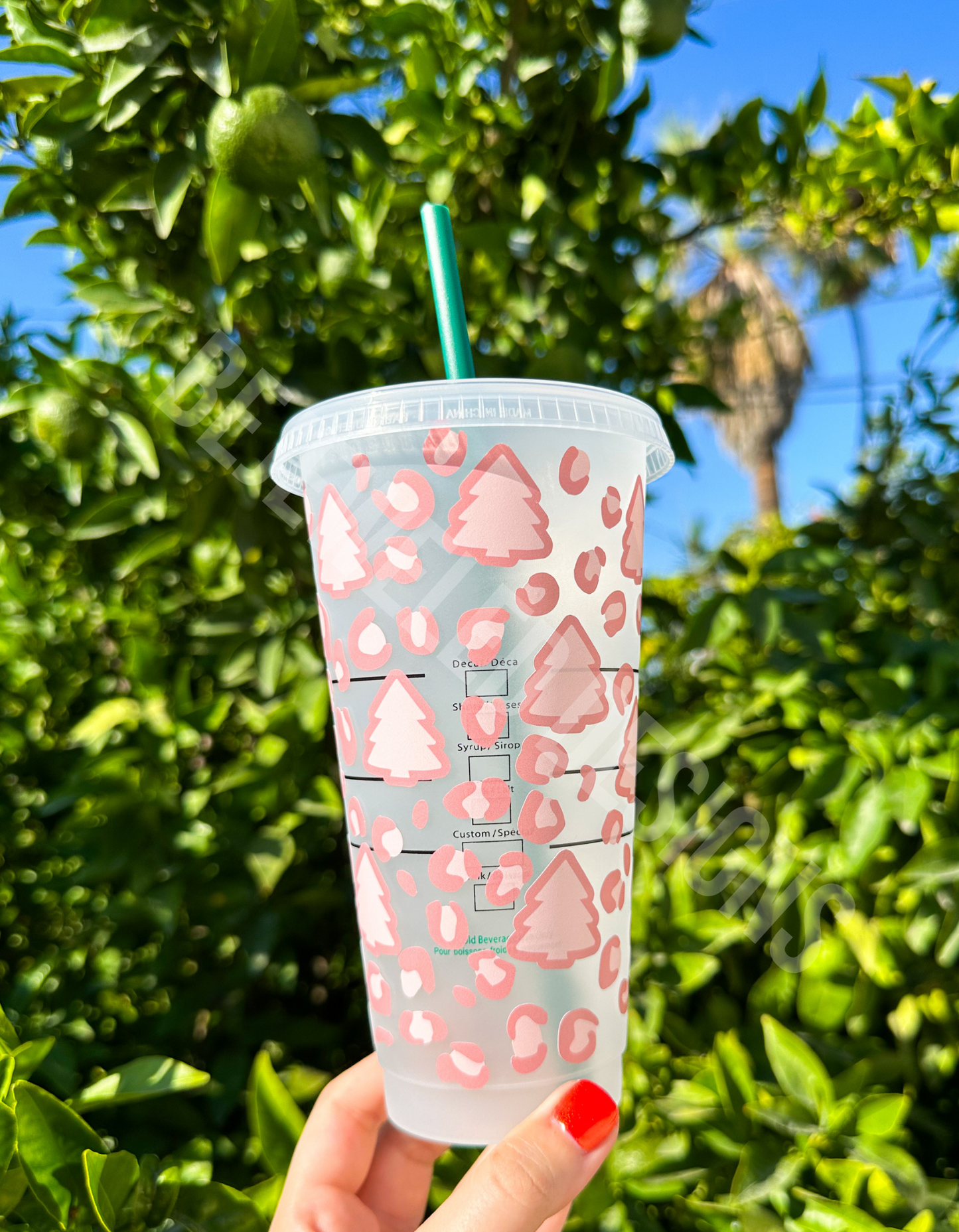 Pink Leopard Christmas Cold Cup