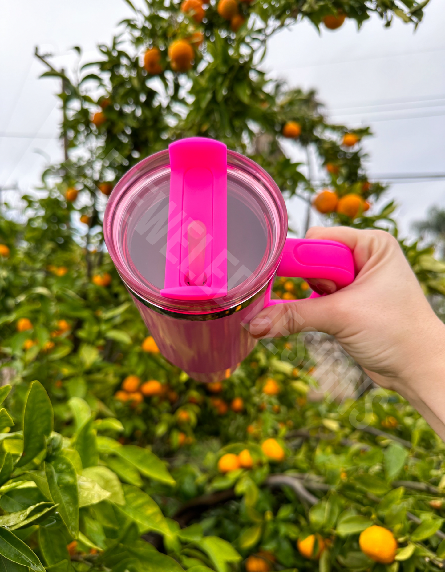 40 OZ Pink Pearlescent Chrome Rim Tumbler