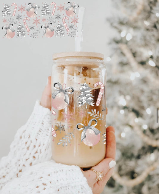 Pink Christmas Acrylic Beer Can