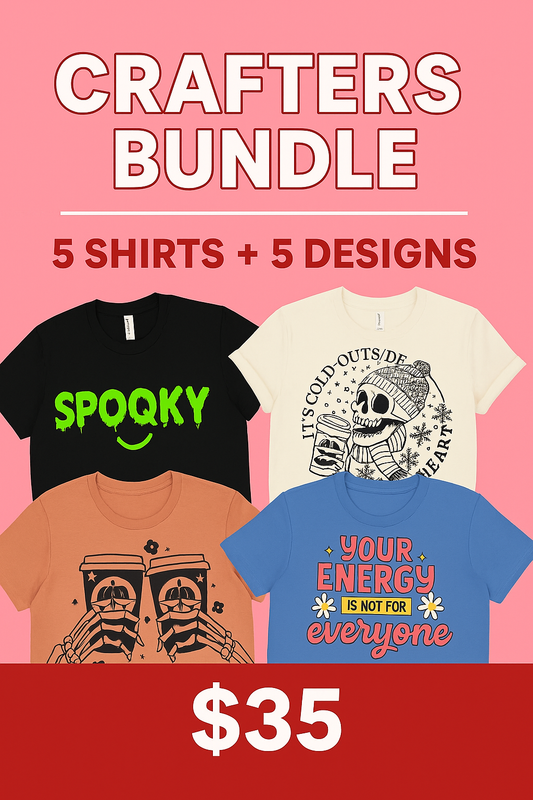DIY Crafter’s Bundle – 5 Shirts + 5 Designs