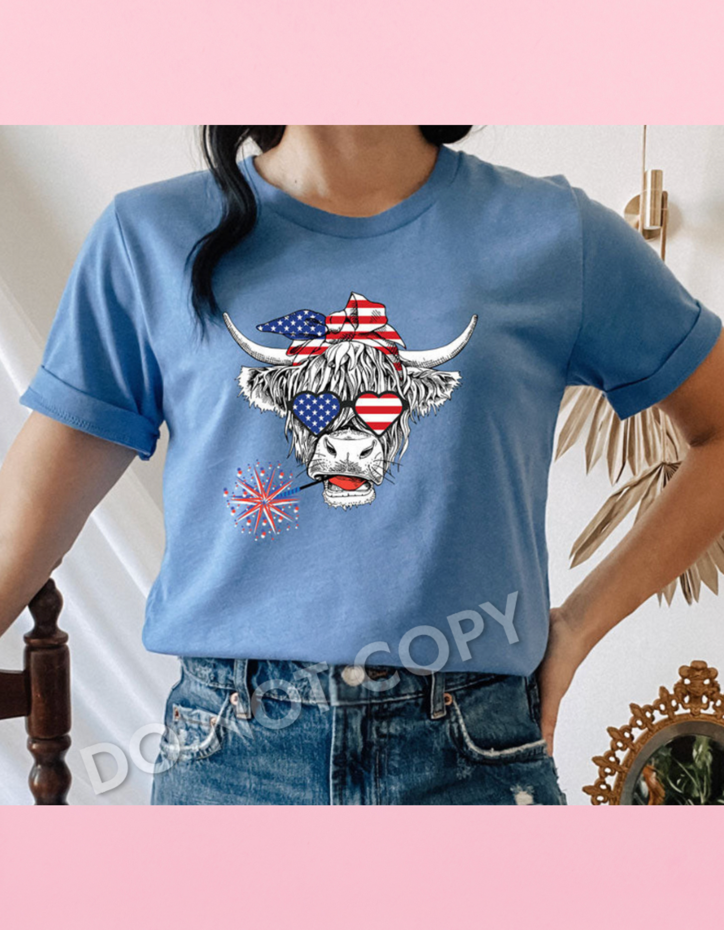 Patriotic Firework Heifer Sublimation Shirt