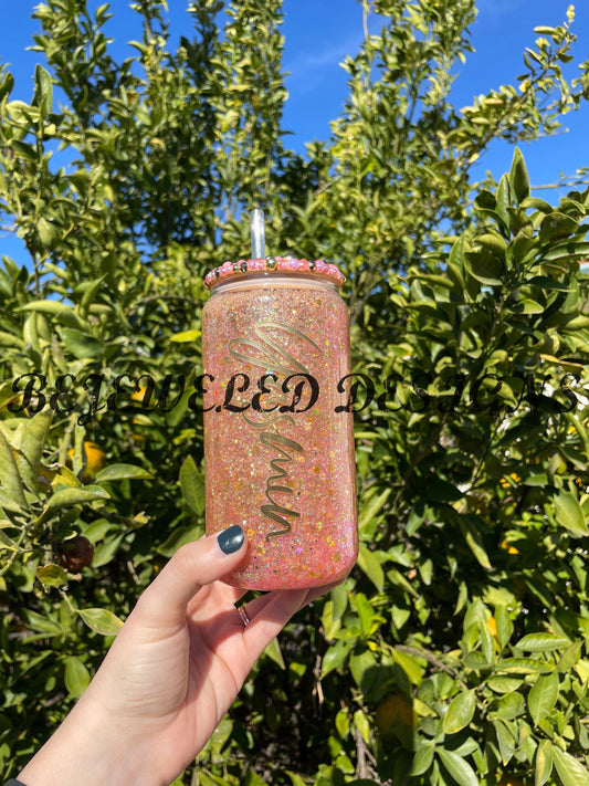 Pink Snowglobe Beer Can