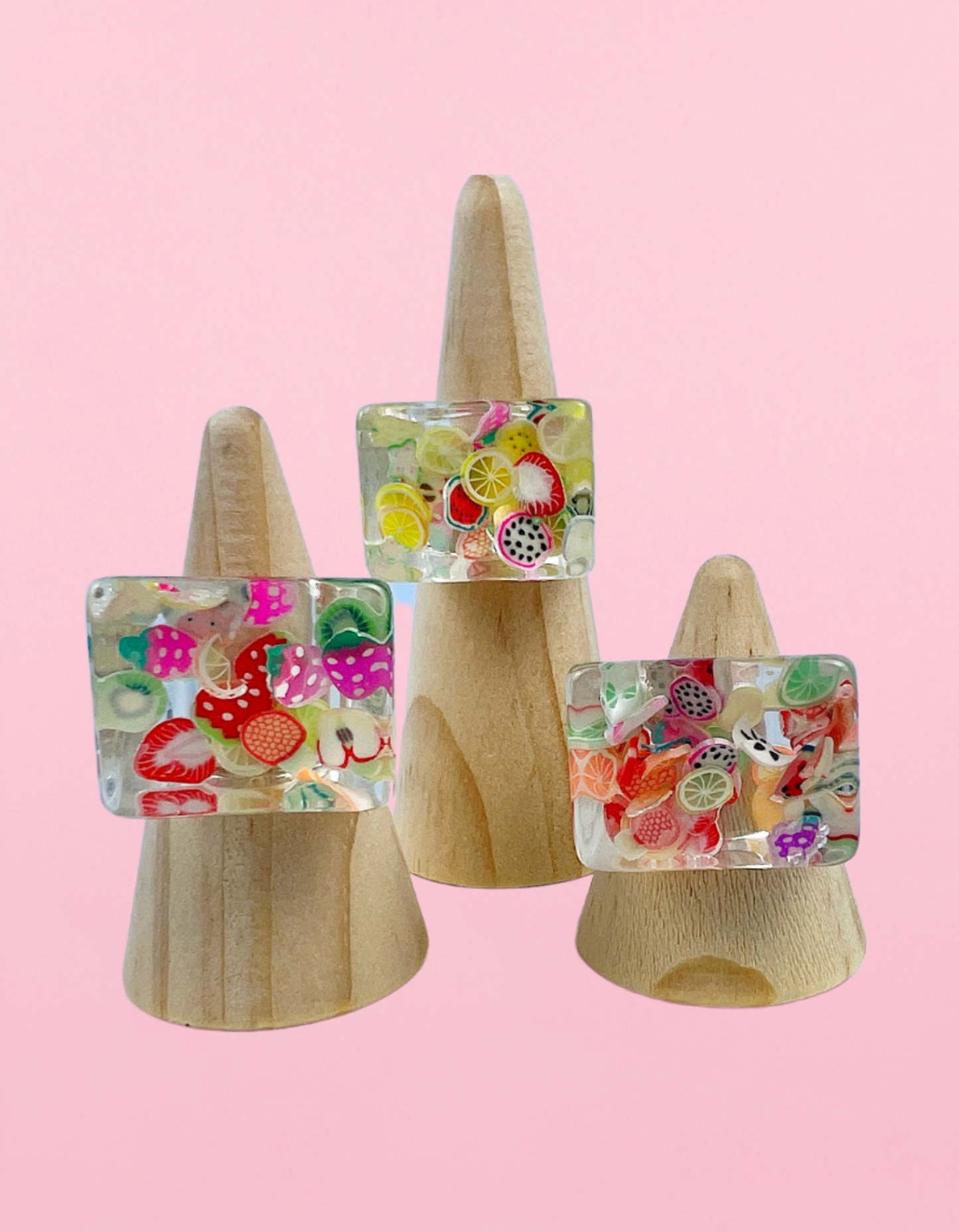 Square Mixed Fruit Clear Ring