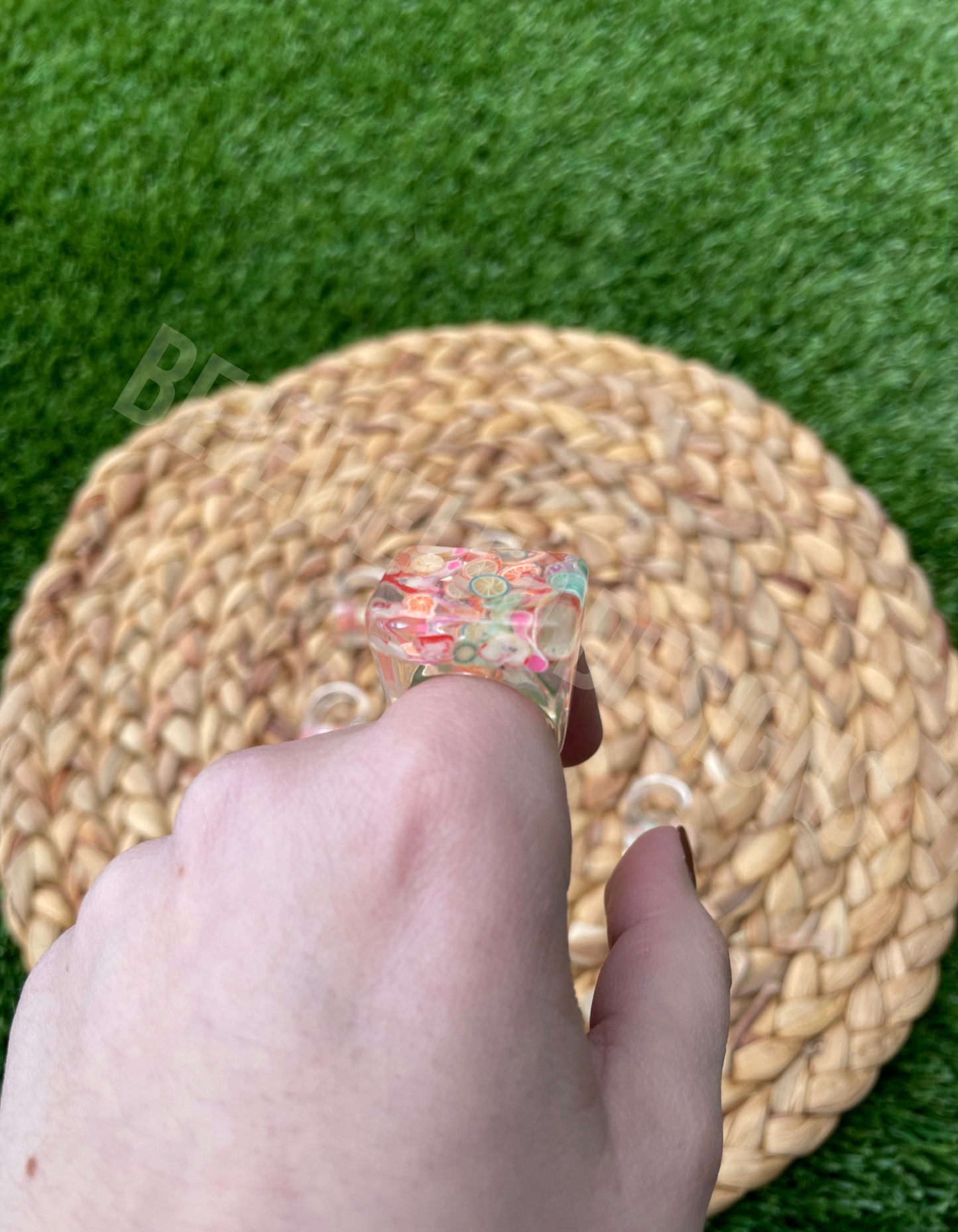 Square Mixed Fruit Clear Ring