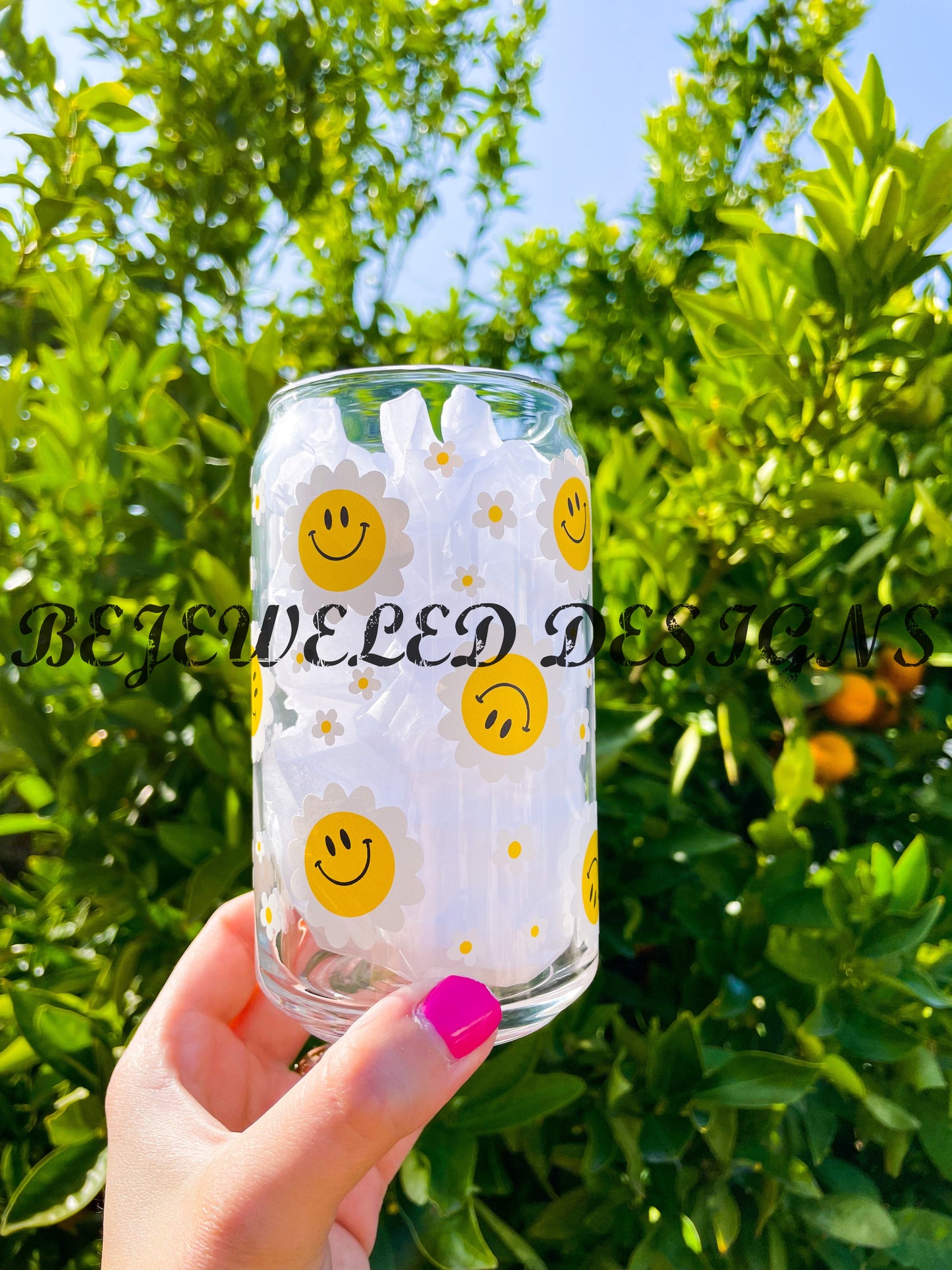 Smiley Flower Beer Can