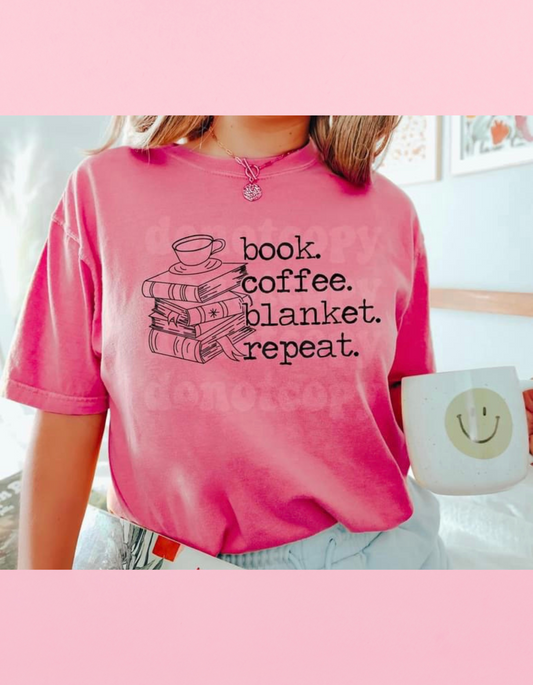 Book Coffee Blanket Repeat Shirt