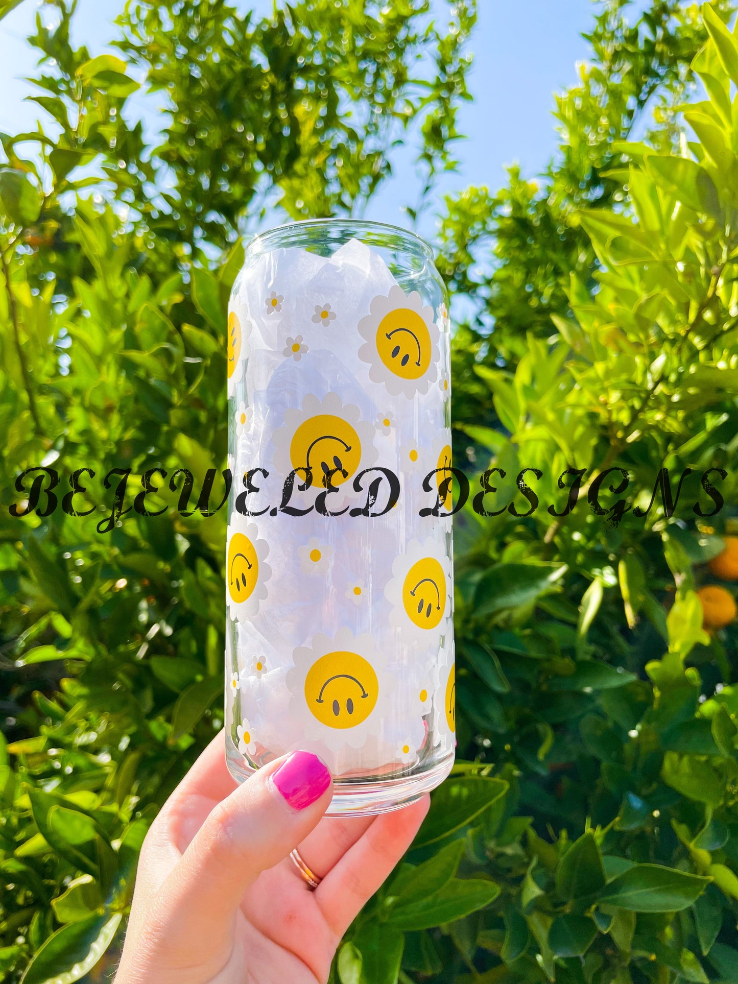 Smiley Flower Beer Can 20 oz