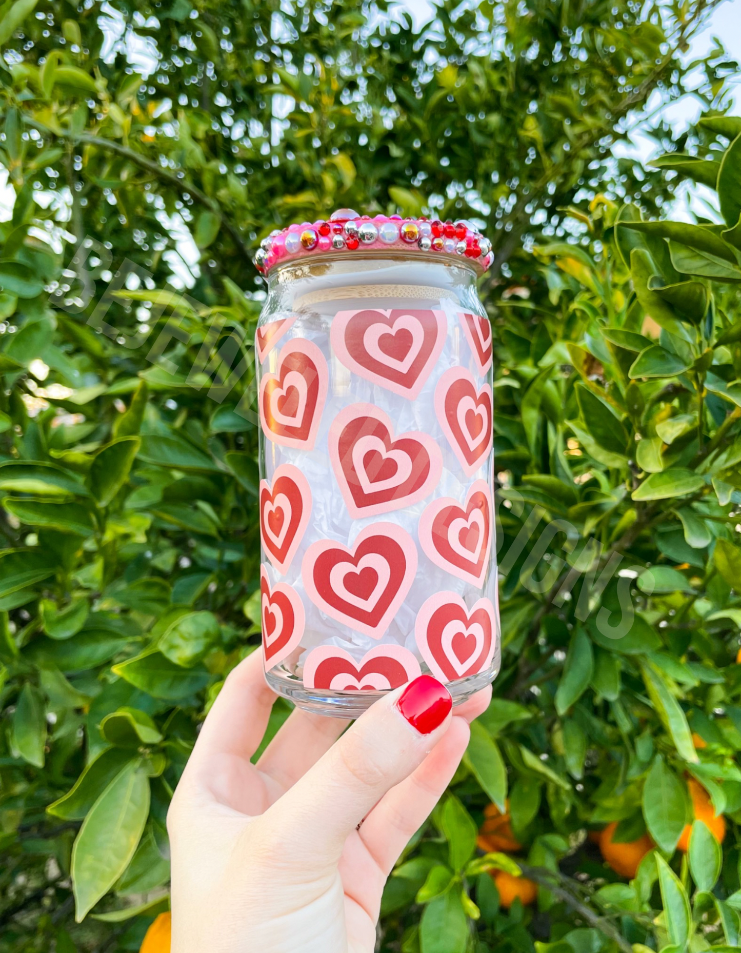 Colorful Hearts Beer Can