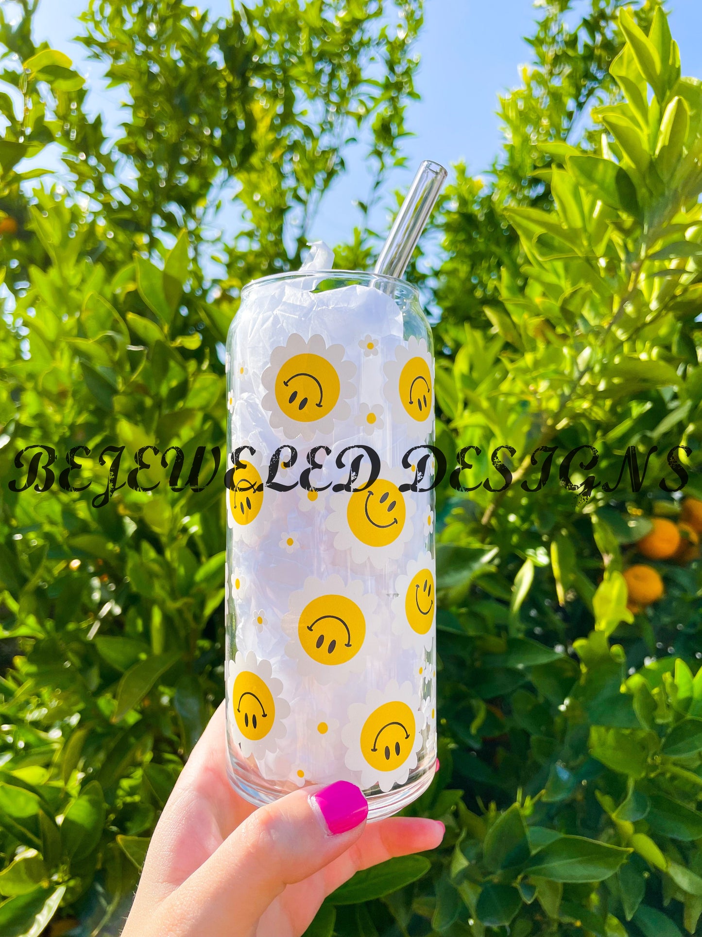 Smiley Flower Beer Can 20 oz