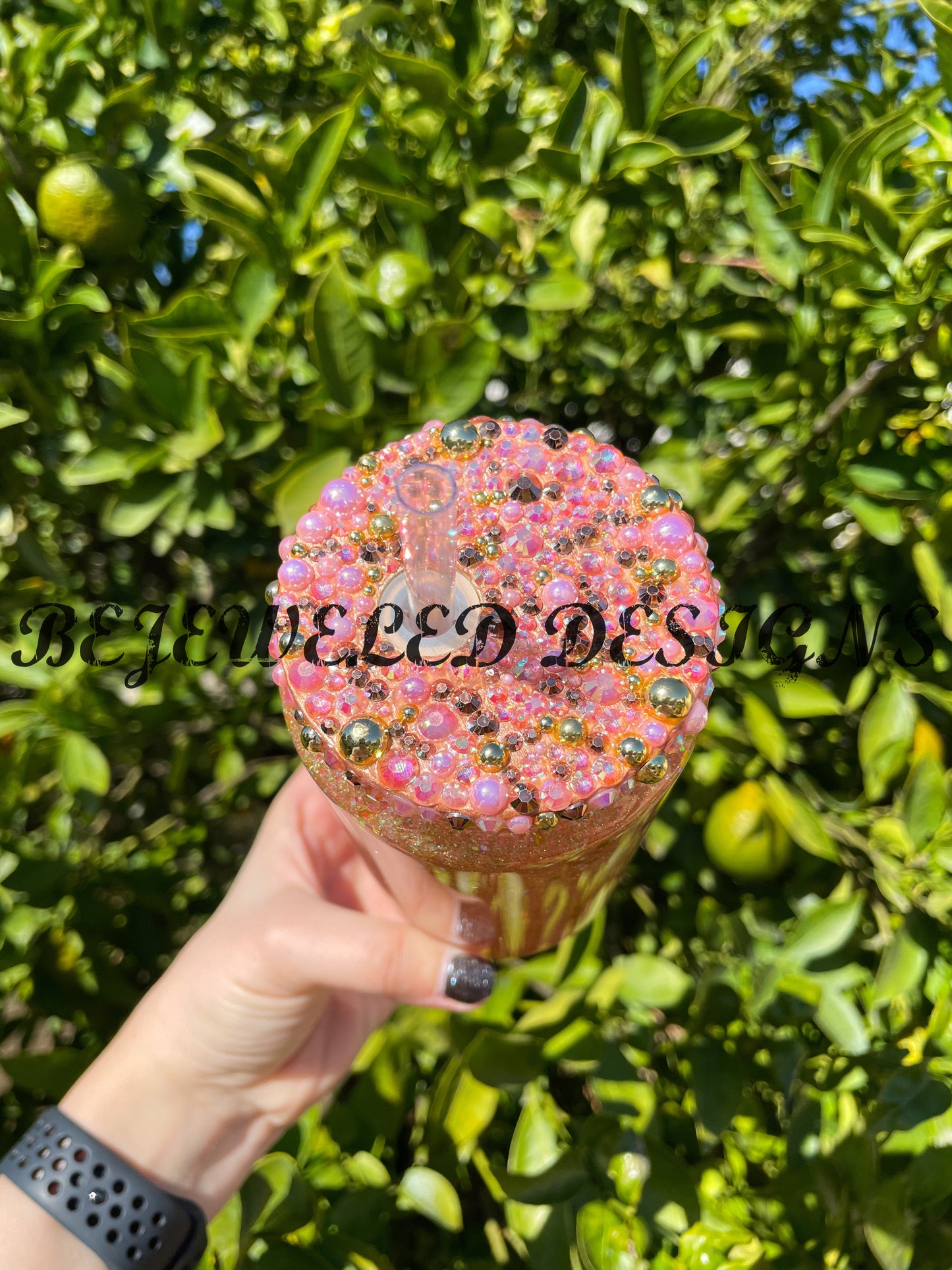 Rhinestone Bamboo Lids