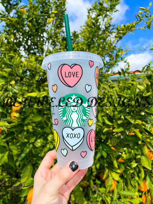 Conversation Hearts Cold Cup