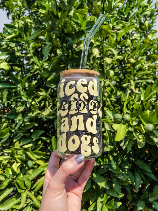 Iced Coffee & Dogs Glass Cup