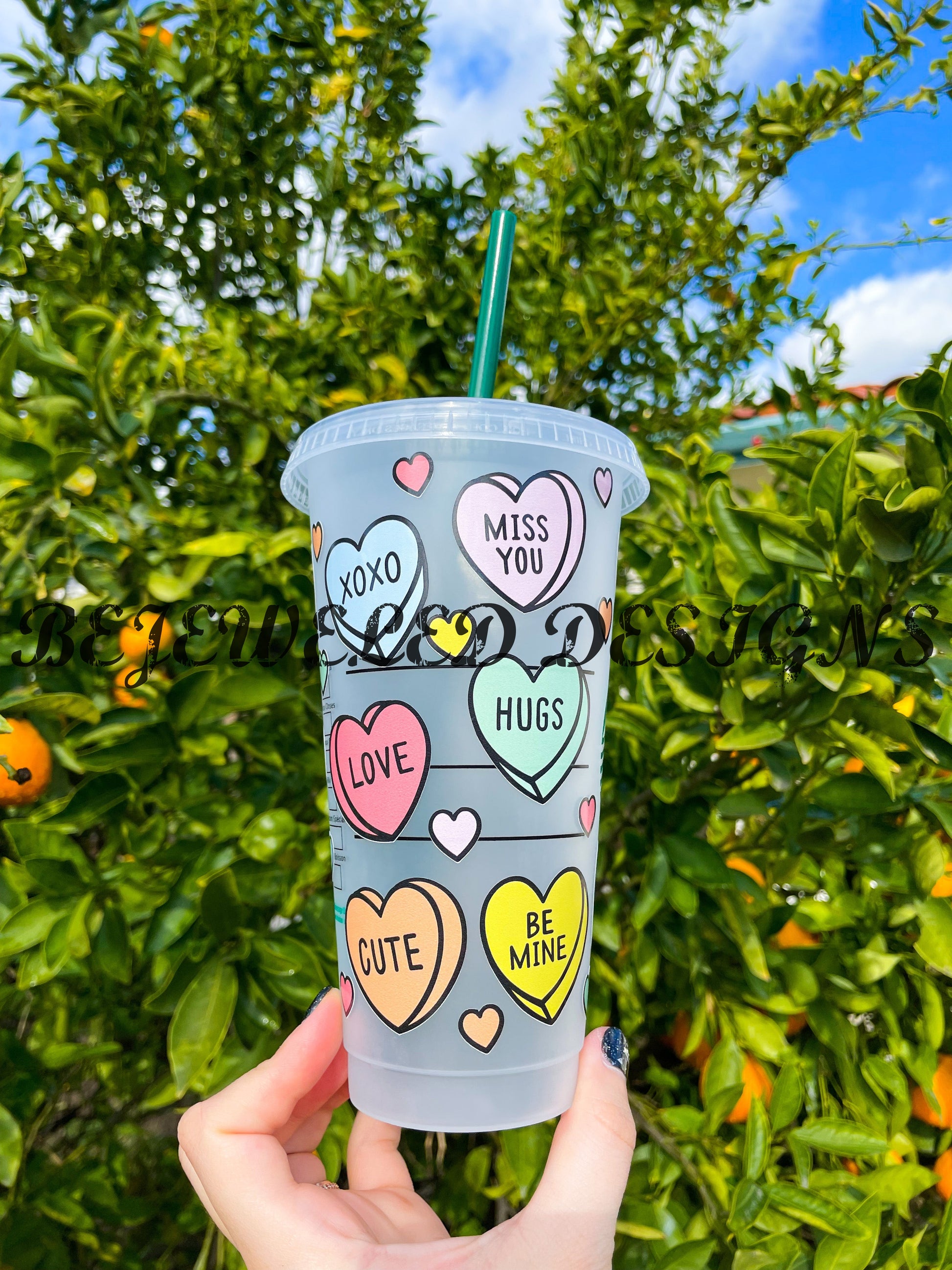 Conversation Hearts Cold Cup – Bejeweled Designs