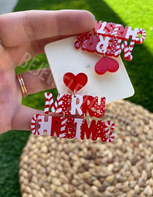 Merry Christmas Acrylic Earrings