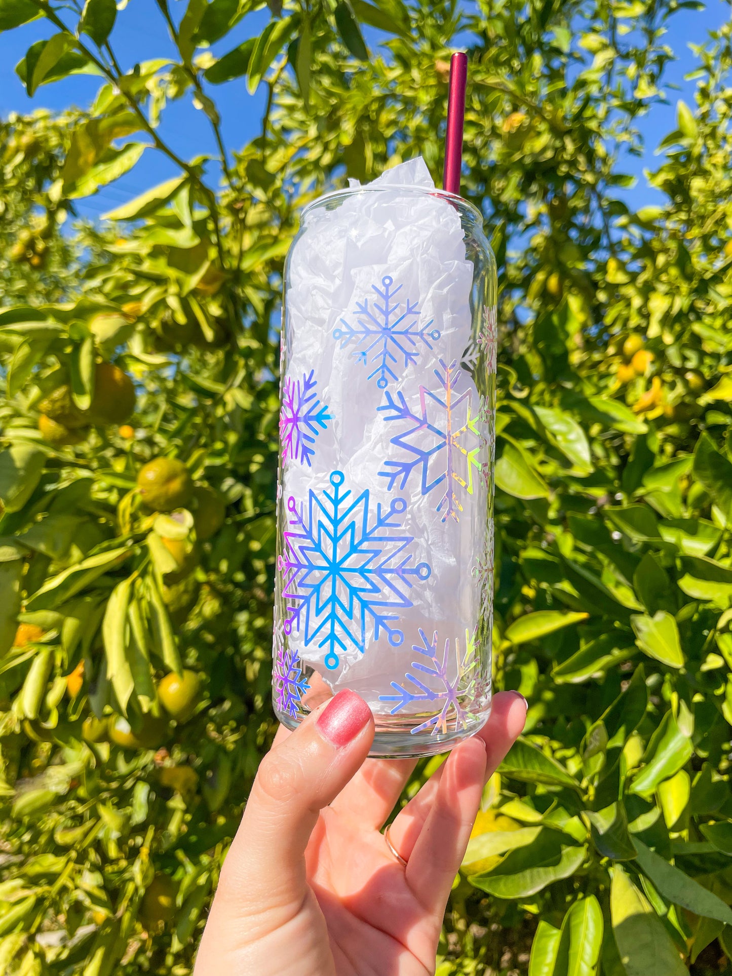 Holographic Snowflake Beer Can