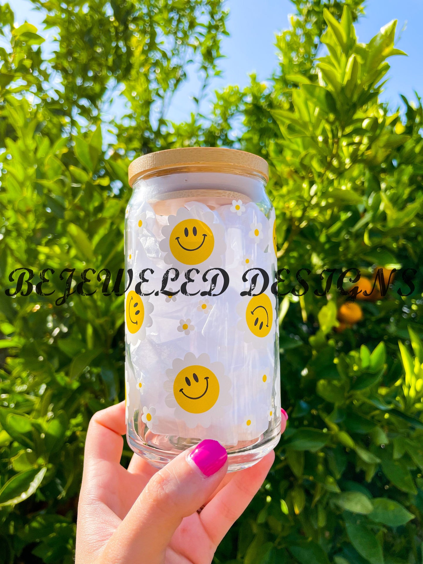 Smiley Flower Beer Can